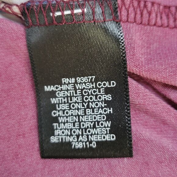 Liz Claiborne Career Petite maroon white black floral tunic top petite large - Picture 4 of 6